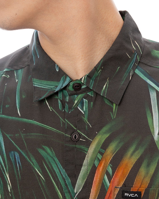 RVCA メンズ HAWAII PALMS SS 半袖シャツ 【2025年春夏モデル】 BLK / XL