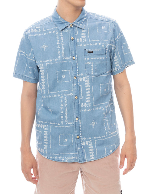 RVCA メンズ FRAME SS 半袖シャツ 【2025年春夏モデル】 BLU / XL