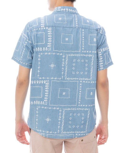 RVCA メンズ FRAME SS 半袖シャツ 【2025年春夏モデル】 BLU / XL
