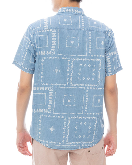 RVCA メンズ FRAME SS 半袖シャツ 【2025年春夏モデル】 BLU / XL