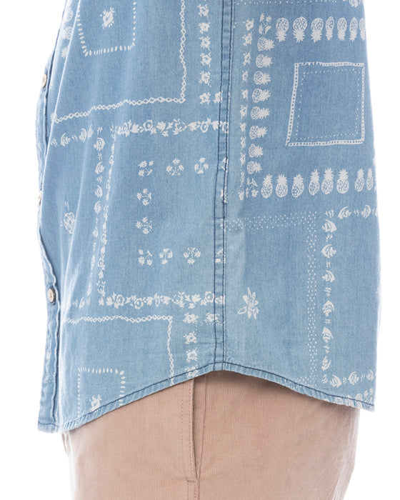 RVCA メンズ FRAME SS 半袖シャツ 【2025年春夏モデル】 BLU / XL