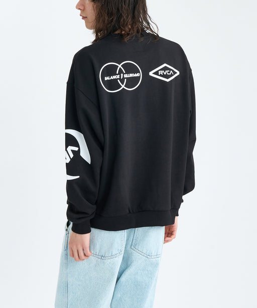 RVCA メンズ STACKHOUSE CR トレーナー 【2025年秋冬モデル】 BLK / XL