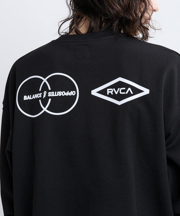 RVCA メンズ STACKHOUSE CR トレーナー 【2025年秋冬モデル】 BLK / XL