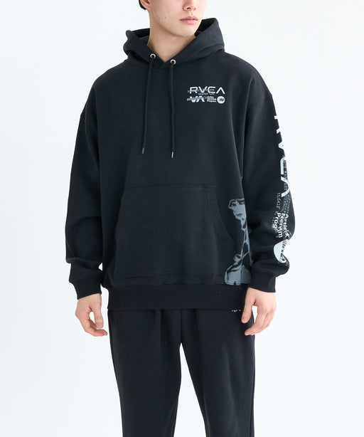 RVCA メンズ OVER PRINT HD パーカー 【2025年秋冬モデル】 BLK / XL