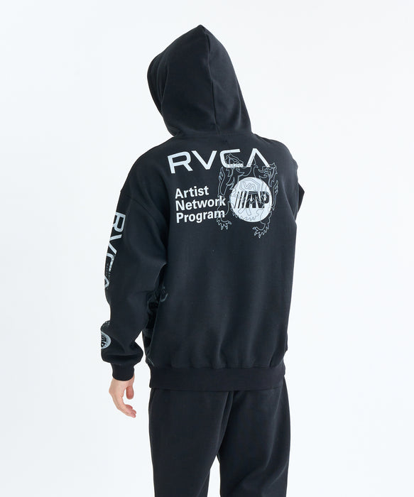 RVCA メンズ OVER PRINT HD パーカー 【2025年秋冬モデル】 BLK / XL