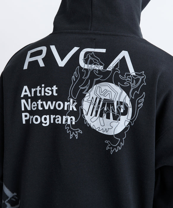 RVCA メンズ OVER PRINT HD パーカー 【2025年秋冬モデル】 BLK / XL