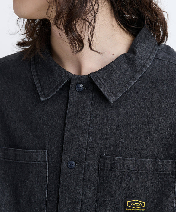 RVCA メンズ QUILTING DENIM SHIRT 長袖シャツ 【2025年秋冬モデル】 BLK / L