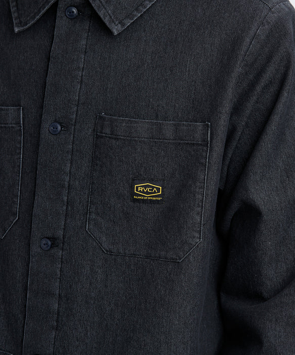 RVCA メンズ QUILTING DENIM SHIRT 長袖シャツ 【2025年秋冬モデル】 BLK / L