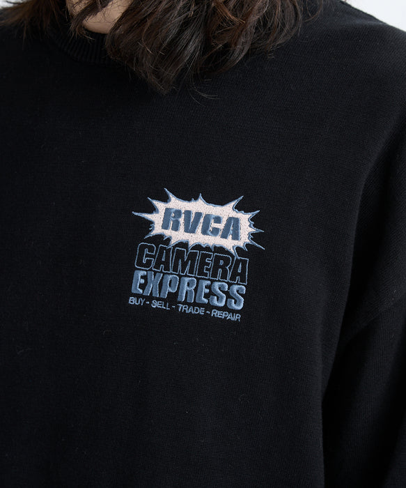 RVCA メンズ CAMERA EXPRESS KNIT セーター 【2025年秋冬モデル】 BLK / XL