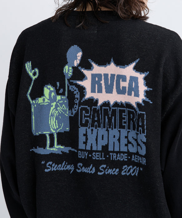 RVCA メンズ CAMERA EXPRESS KNIT セーター 【2025年秋冬モデル】 BLK / XL