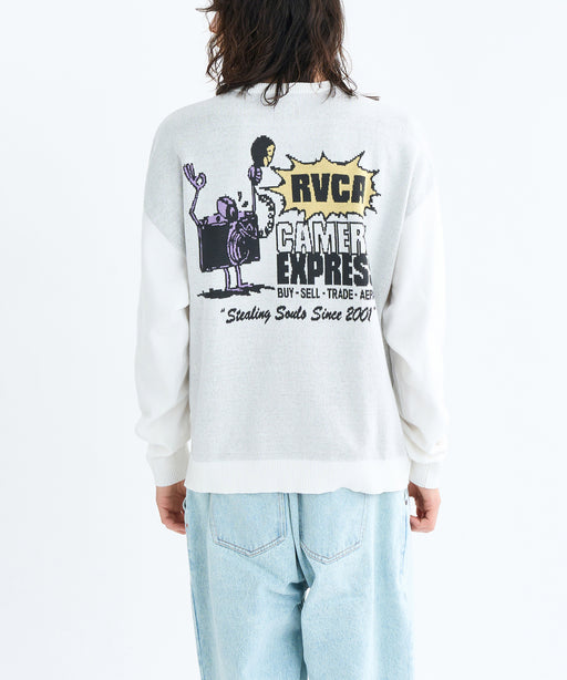 RVCA メンズ CAMERA EXPRESS KNIT セーター 【2025年秋冬モデル】 WHT / XL