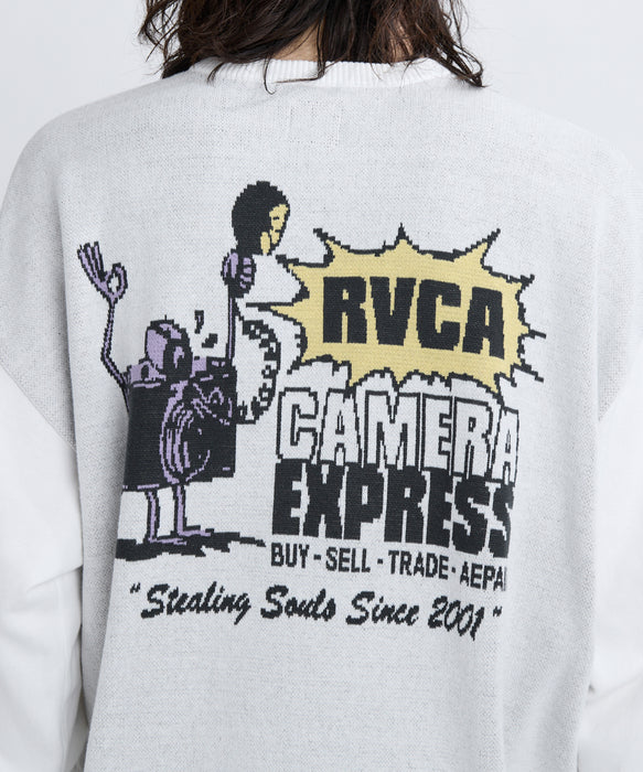 RVCA メンズ CAMERA EXPRESS KNIT セーター 【2025年秋冬モデル】 WHT / XL