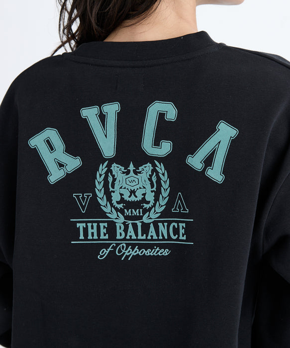 RVCA レディース ARCH COLLEGE CROPPED トレーナー 【2025年秋冬モデル】 BLK / M