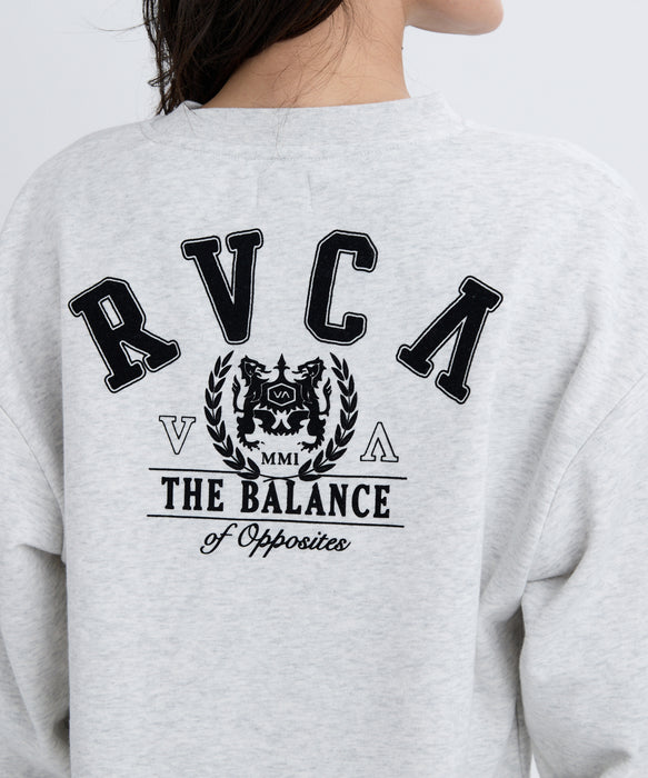 RVCA レディース ARCH COLLEGE CROPPED トレーナー 【2025年秋冬モデル】 GRY / M