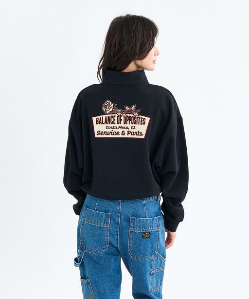 RVCA レディース COSTA CROPPED HALFZI スウェットジャケット 【2025年秋冬モデル】 BLK / M