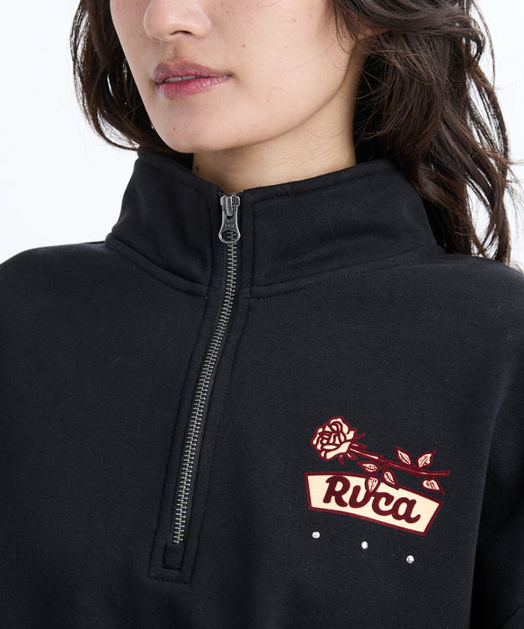 RVCA レディース COSTA CROPPED HALFZI スウェットジャケット 【2025年秋冬モデル】 BLK / M