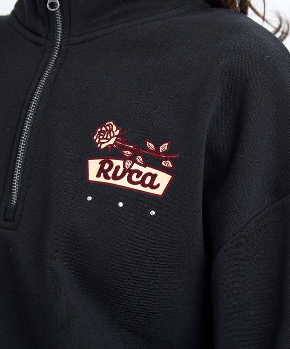 RVCA レディース COSTA CROPPED HALFZI スウェットジャケット 【2025年秋冬モデル】 BLK / M