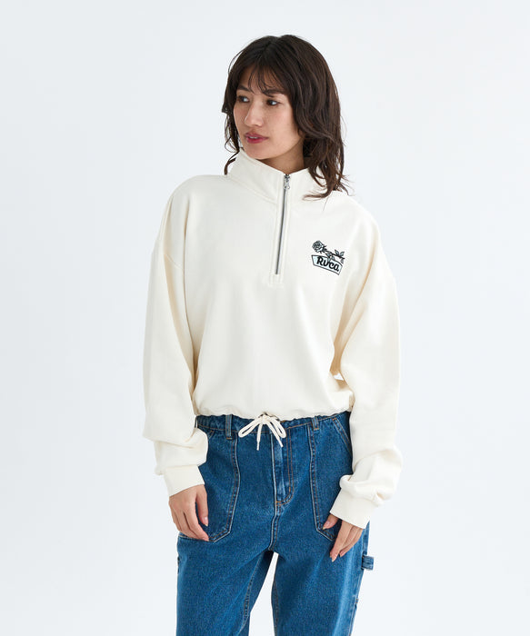 RVCA レディース COSTA CROPPED HALFZI スウェットジャケット 【2025年秋冬モデル】 CLO / M