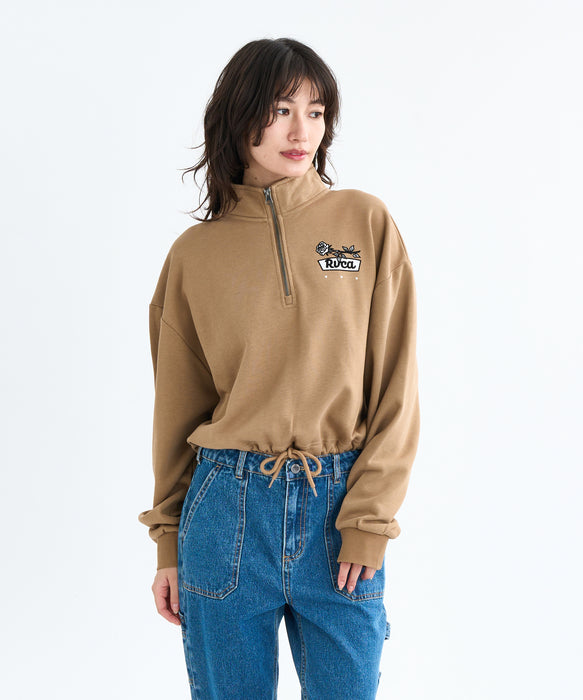 RVCA レディース COSTA CROPPED HALFZI スウェットジャケット 【2025年秋冬モデル】 WLT / L