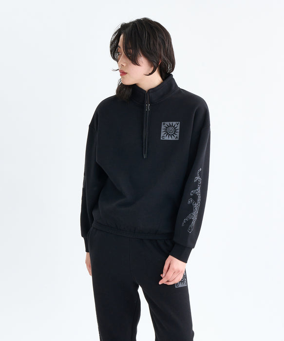 RVCA レディース BAGGIE BF HALFZIP スウェットジャケット 【2025年秋冬モデル】 BLK / M