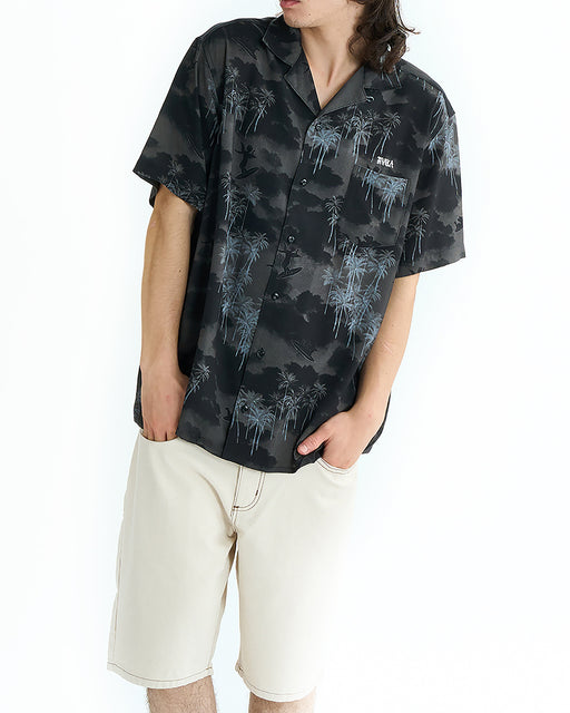 RVCA メンズ IRON ON SH 半袖シャツ 【2025年夏モデル】 DRK / XL