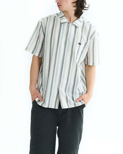 RVCA メンズ OMBRE BORDER SHIRTS 半袖シャツ 【2025年夏モデル】 ST1 / XL