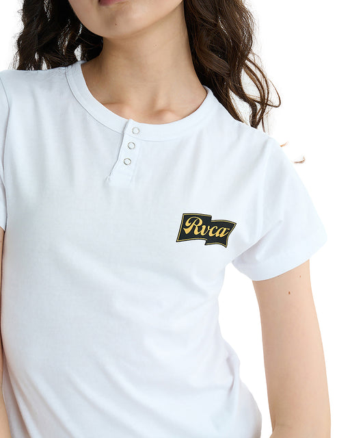 RVCA レディース ONSHORE BABY HENRY ST Tシャツ 【2025年夏モデル】 WHT / L