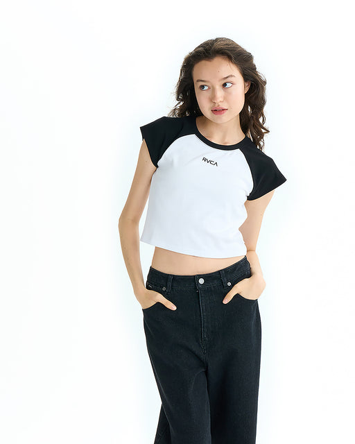 RVCA レディース MINI RVCA BABY RAGLAN ST Tシャツ 【2025年夏モデル】 BLK / L