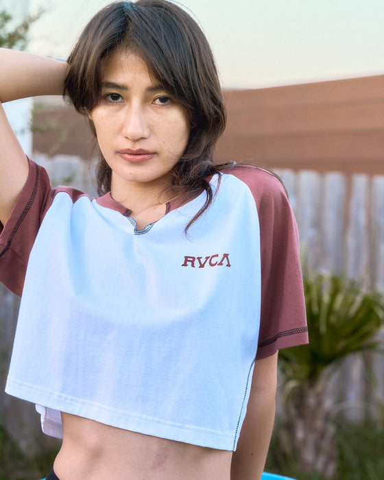 【OUTLET】RVCA レディース TAOS CROPPED RAGLAN ST Tシャツ 【2025年夏モデル】