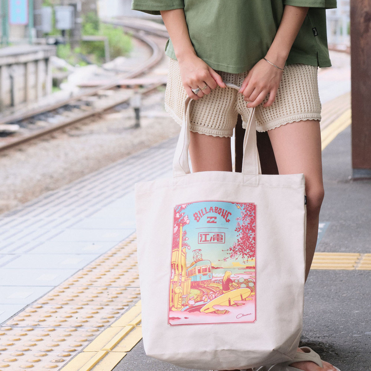 byer トートバッグ　珍品 BILLABONG メンズ ENODEN TOTEBAG トートバッグ 【江ノ電×BILLABONG