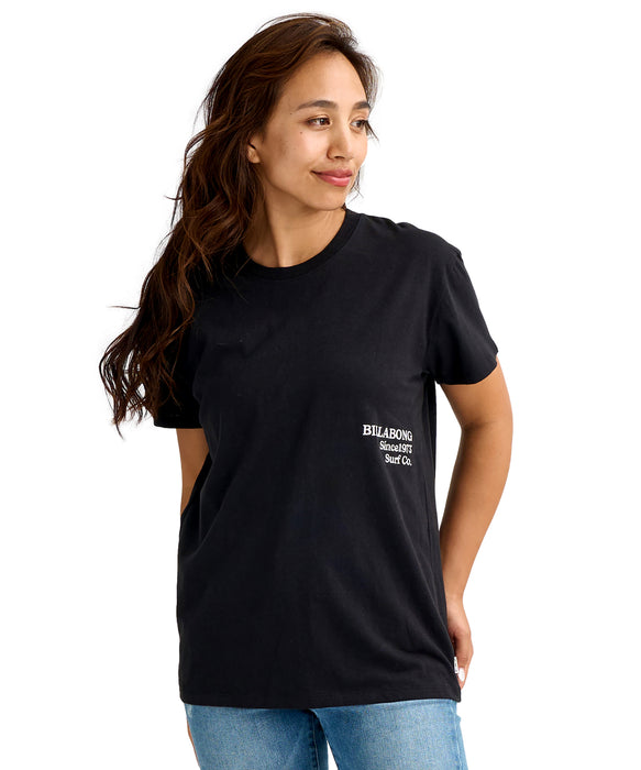 BILLABONG ウィメンズ EMB LOGO BOY FIT TEE Tシャツ 【2026年春夏モデル】 BLK / L