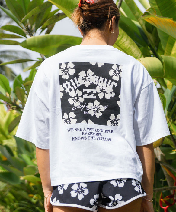 BILLABONG ウィメンズ SQUARE LOGO 【WIDE LOOSE CROPPED】 Tシャツ 【2026年春夏モデル】