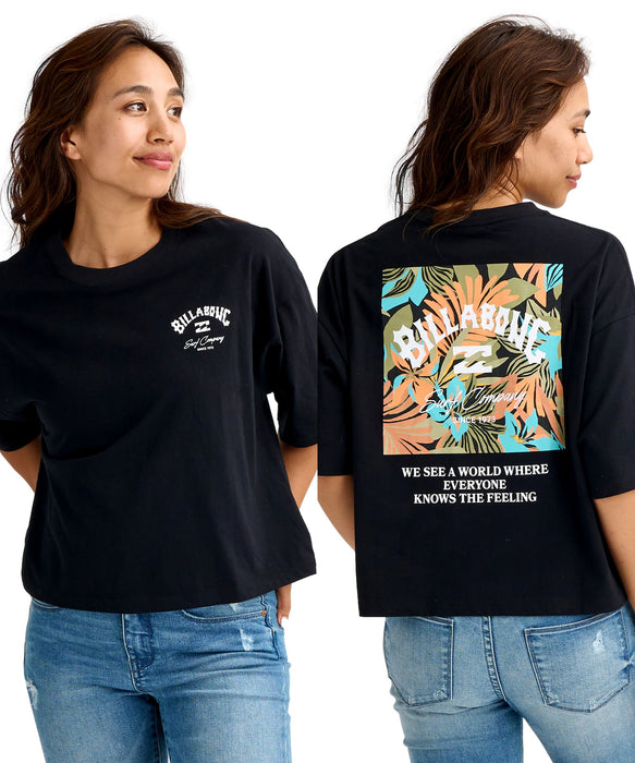 BILLABONG ウィメンズ SQUARE LOGO 【WIDE LOOSE CROPPED】 Tシャツ 【2026年春夏モデル】