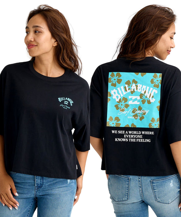 BILLABONG ウィメンズ SQUARE LOGO 【WIDE LOOSE CROPPED】 Tシャツ 【2026年春夏モデル】