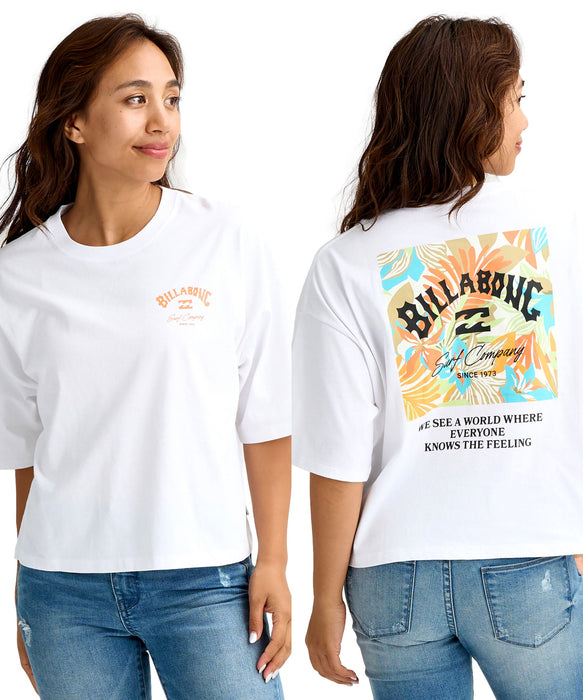 BILLABONG ウィメンズ SQUARE LOGO 【WIDE LOOSE CROPPED】 Tシャツ 【2026年春夏モデル】