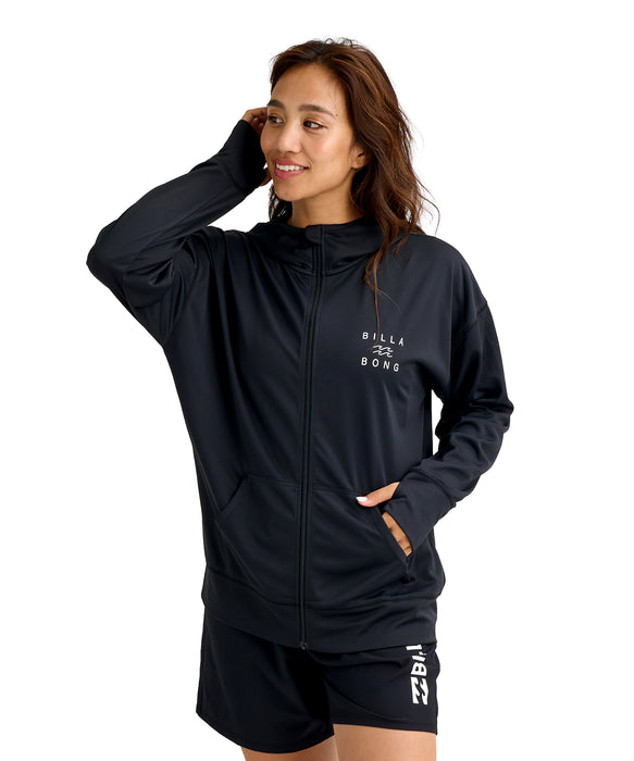 BILLABONG ウィメンズ ZIP UP HOODED LOGO L ジップラッシュガード 【2026年春夏モデル】 BLK / L