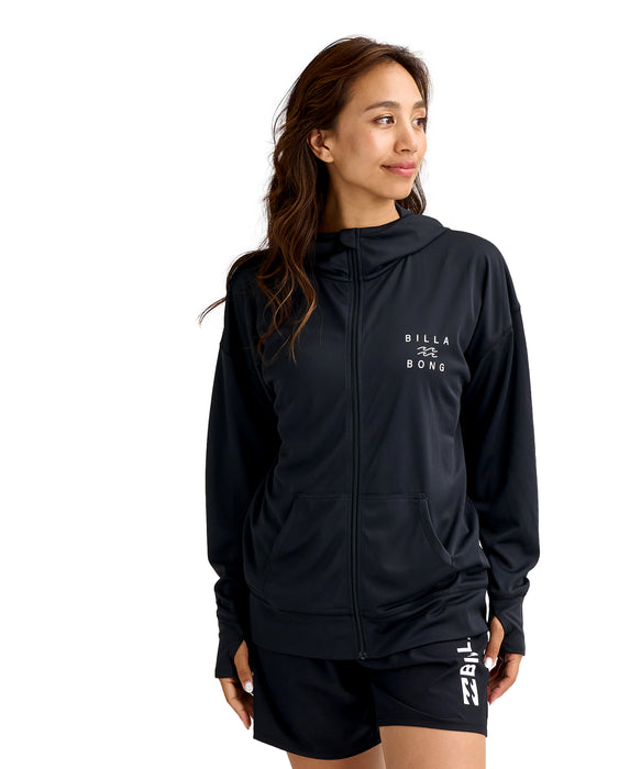 BILLABONG ウィメンズ ZIP UP HOODED LOGO L ジップラッシュガード 【2026年春夏モデル】 BLK / L