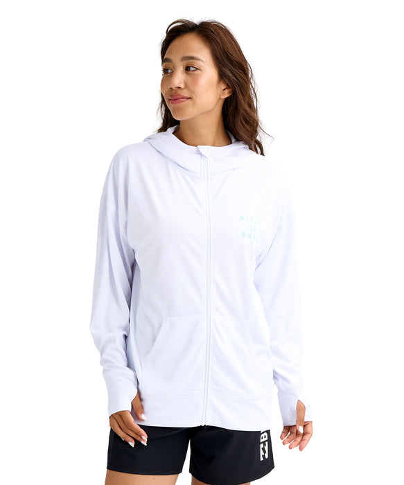 BILLABONG ウィメンズ ZIP UP HOODED LOGO L ジップラッシュガード 【2026年春夏モデル】 WHT / L