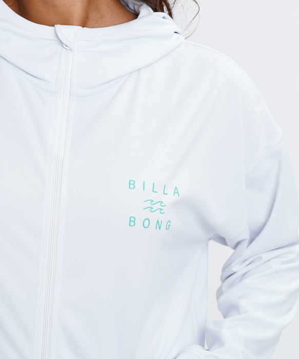BILLABONG ウィメンズ ZIP UP HOODED LOGO L ジップラッシュガード 【2026年春夏モデル】 WHT / L
