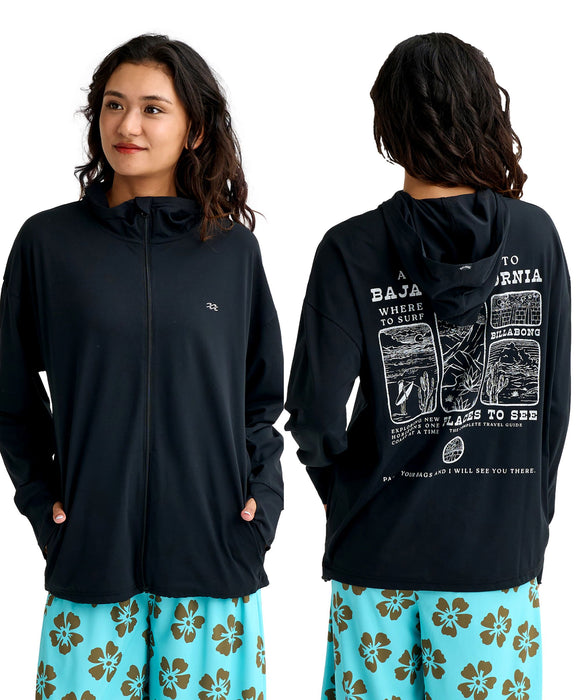 わたしのふく　雫と真珠と闇　ビーズ刺繍フーディ BILLABONG ウィメンズ MORFY GRAPHIC PRINT ジップラッシュガード