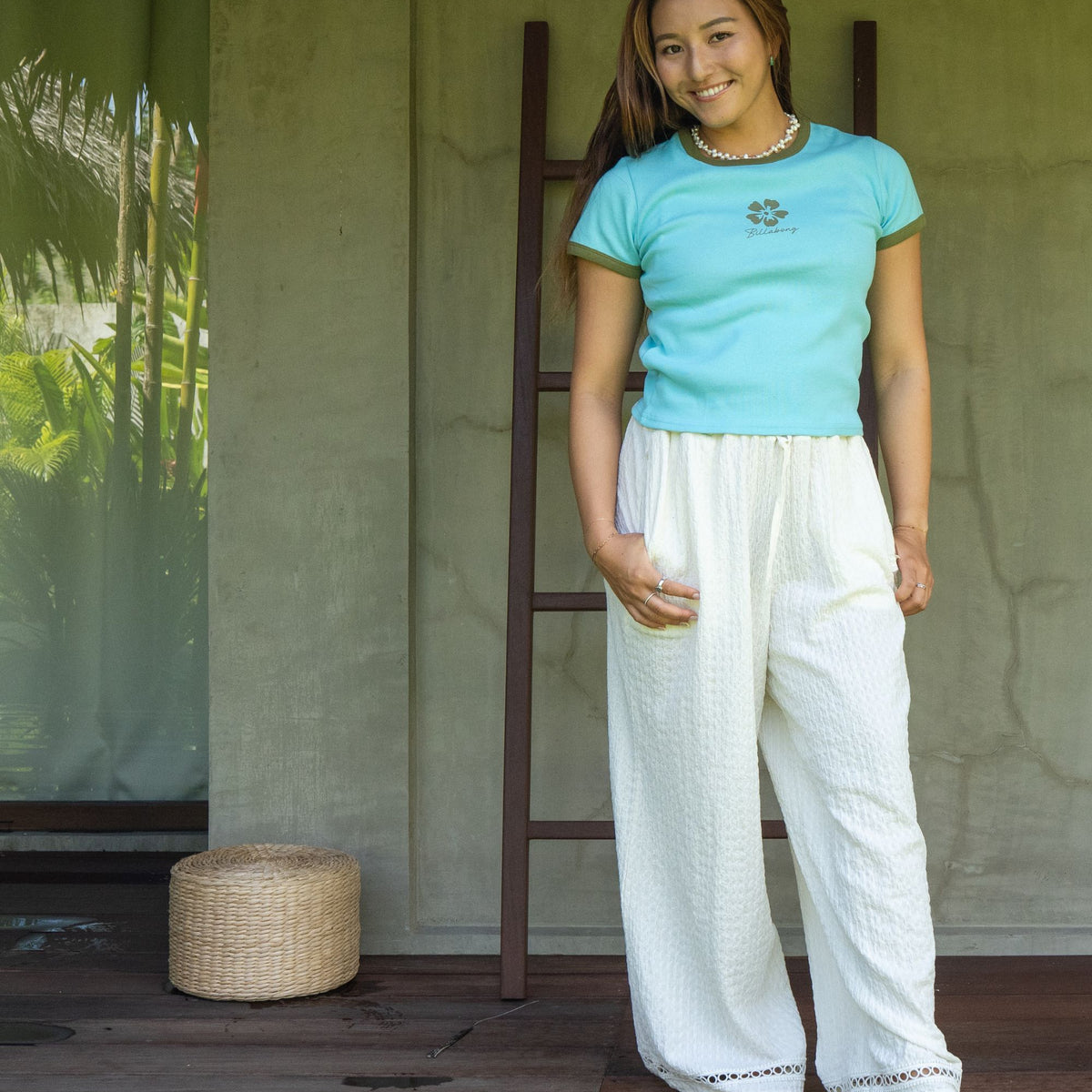BILLABONG ウィメンズ UTILITY SHIRRING CREPE UTILITY ロングパンツ
