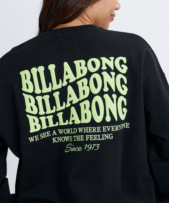 BILLABONG ウィメンズ WAVE LOGO BOY FIT LIGHT CREW トレーナー 【2026年秋冬モデル】 BLK / L