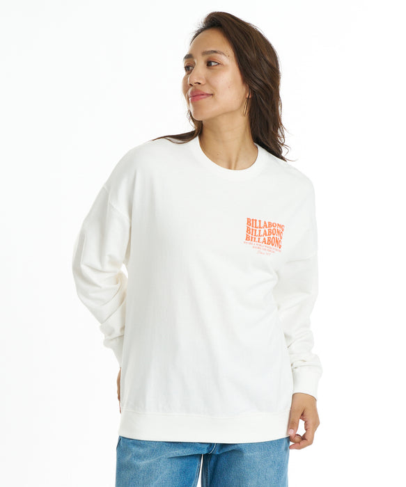 BILLABONG ウィメンズ WAVE LOGO BOY FIT LIGHT CREW トレーナー 【2026年秋冬モデル】 OFW / L