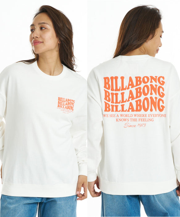 BILLABONG ウィメンズ WAVE LOGO LIGHT CREW トレーナー 【BOY FIT】【2026年秋冬モデル】