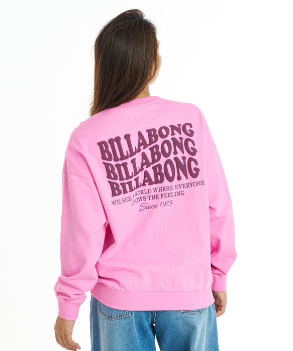 BILLABONG ウィメンズ WAVE LOGO BOY FIT LIGHT CREW トレーナー 【2026年秋冬モデル】 PYP / L