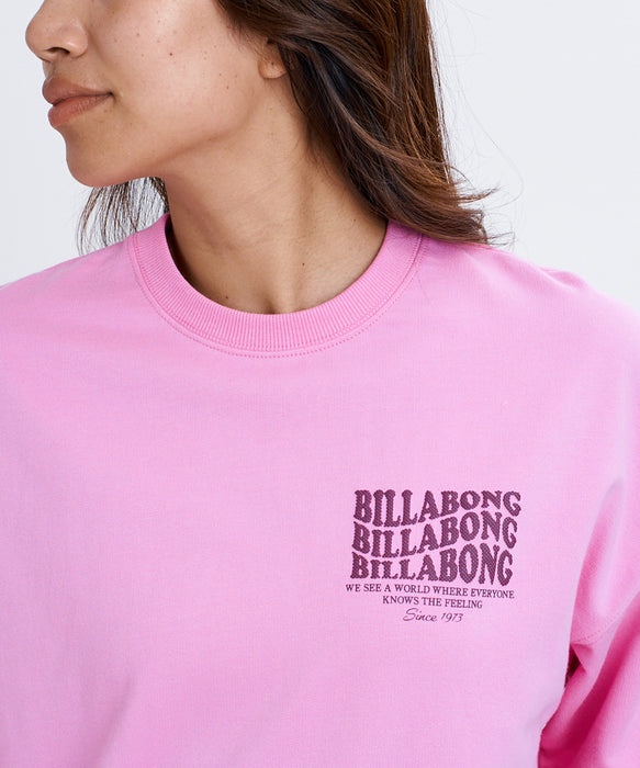 BILLABONG ウィメンズ WAVE LOGO BOY FIT LIGHT CREW トレーナー 【2026年秋冬モデル】 PYP / L