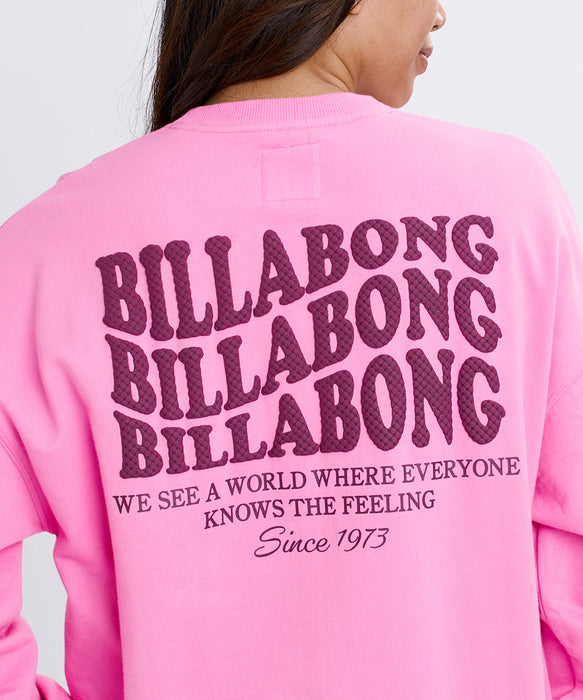 BILLABONG ウィメンズ WAVE LOGO BOY FIT LIGHT CREW トレーナー 【2026年秋冬モデル】 PYP / L