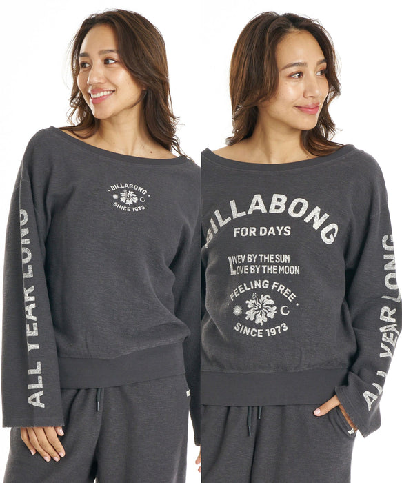BILLABONG ウィメンズ 2WAY BOAT NECK CREW セットアップ トレーナー 【LOOSE CROPPED】【2026年秋冬モデル】