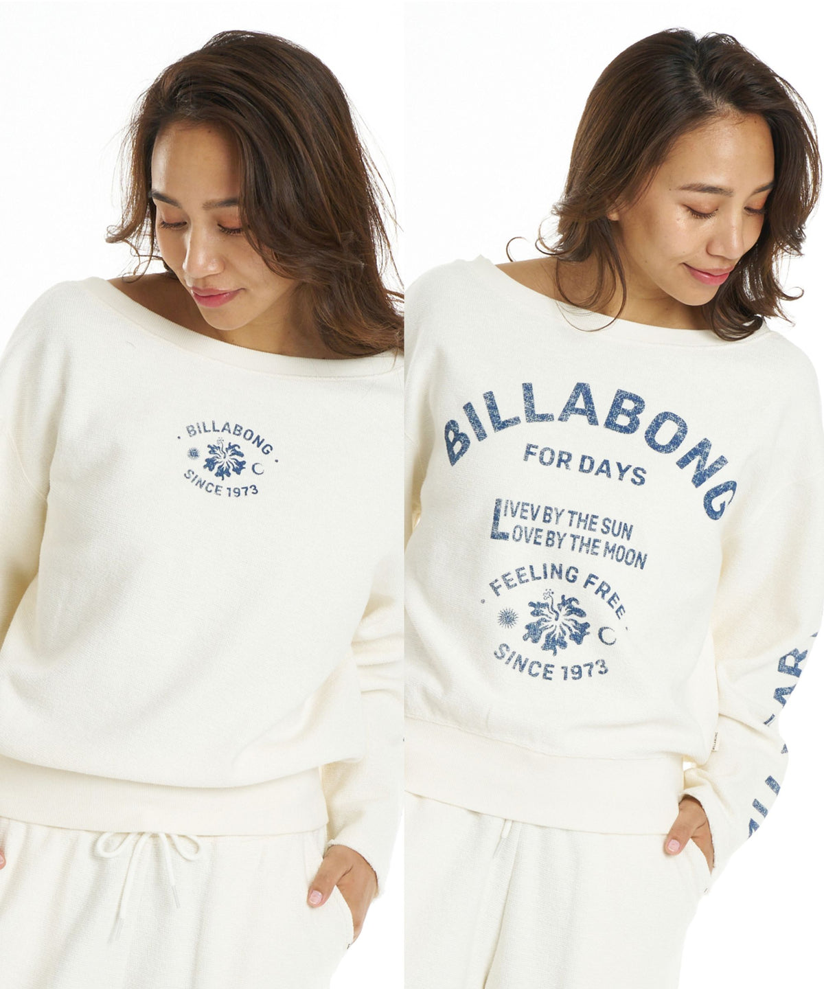 BILLABONG ウィメンズ 2WAY BOAT NECK CREW セットアップ トレーナー