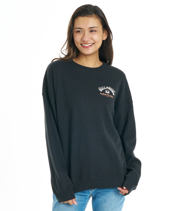 BILLABONG ウィメンズ SQUARE LOGO BOY FIT CREW トレーナー 【2026年秋冬モデル】 BLK / L